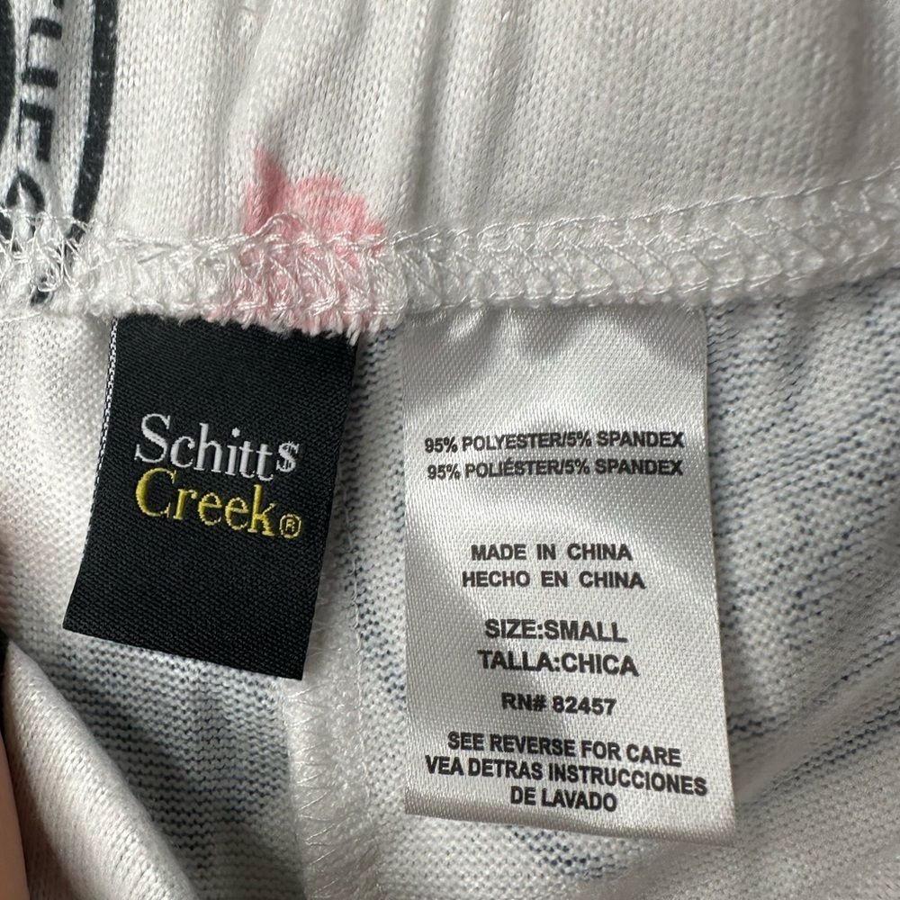 Schitt’s Creek Rose Apothecary Lounge Pants Size Small – White with Black & Pink - Picture 6 of 9